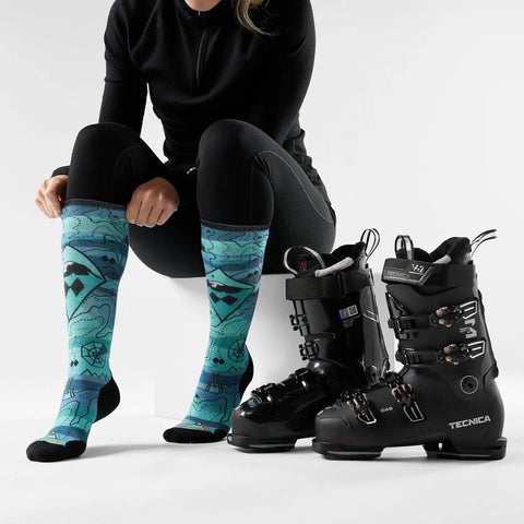 Smartwool Women's Ski Targeted Cushion Topo Treasures Print Over the Calf Socks