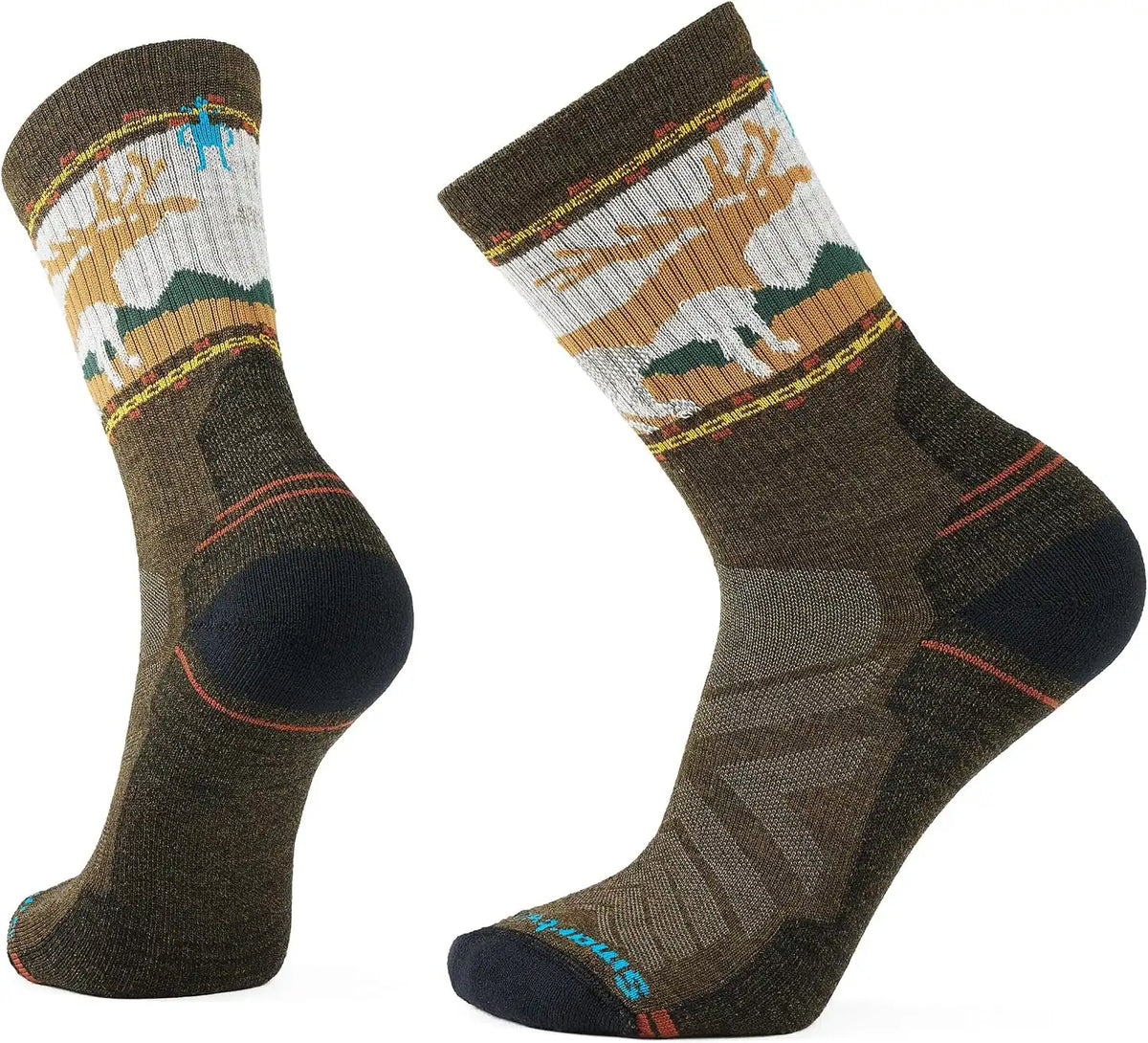Smartwool Mens Hike Light Cushion Mountain Moose Crew Socks