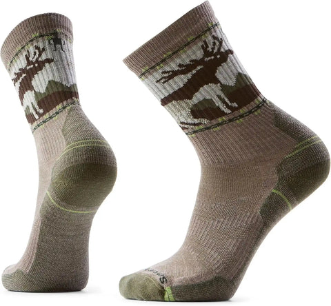 Smartwool Mens Hike Light Cushion Mountain Moose Crew Socks